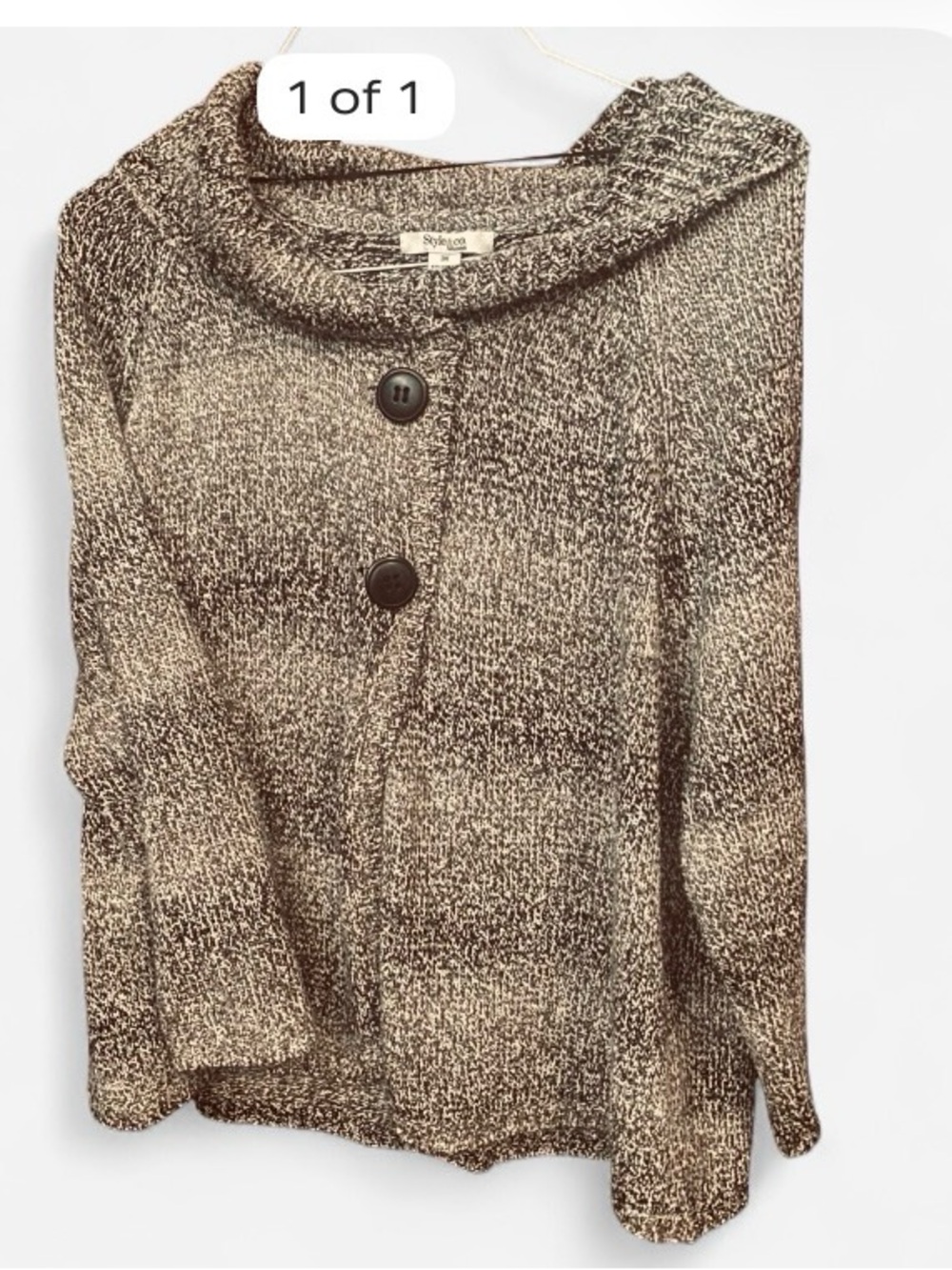 Style & Co. Open-Front Shawl Collar Cardigan - Grey and black Style & Co. 3 x